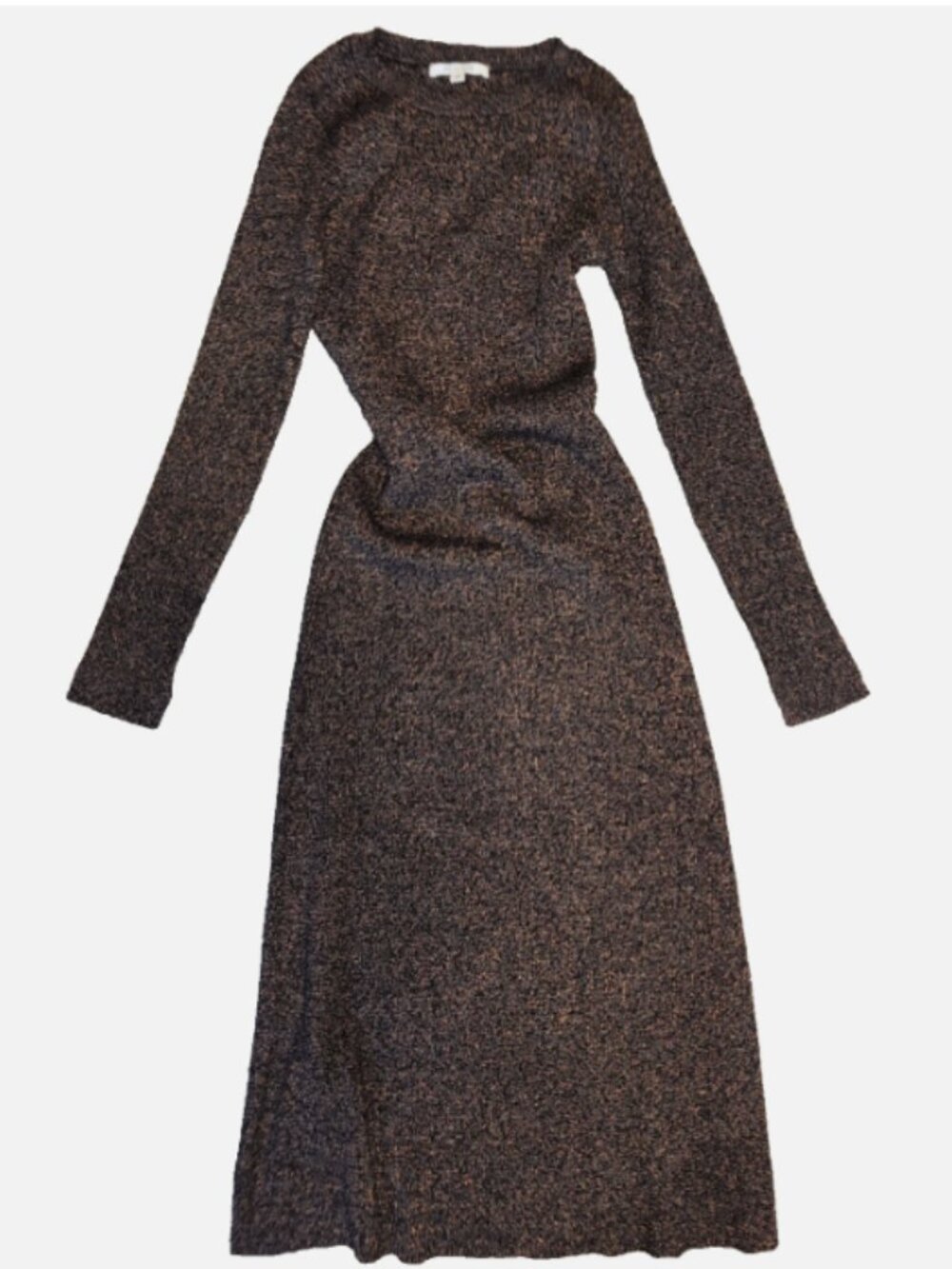 Zoe and Claire Long Sleeve Knit Maxi Sweater Dress Copper Black Metallic, Small